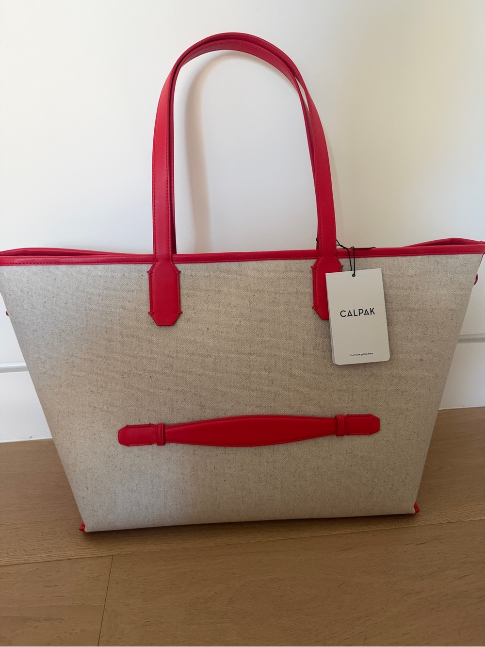 CALPAK Colette 15" Canvas Laptop Tote in Natural Tomato.  New With Tags